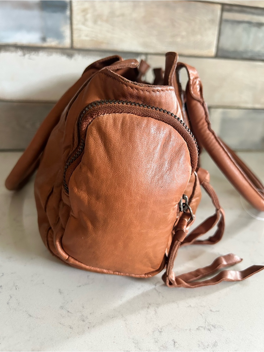 NWT Free People Sabo East West Bag in Saddle with Included Bags Charms & Scarf - Picture 7 of 16
